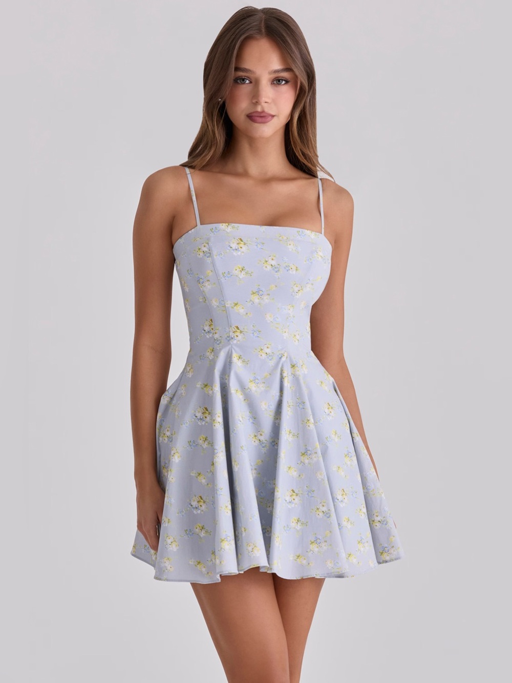 House of cb DOLLY Blue Wildflower Floral Print Cotton Mini Sundress NWT